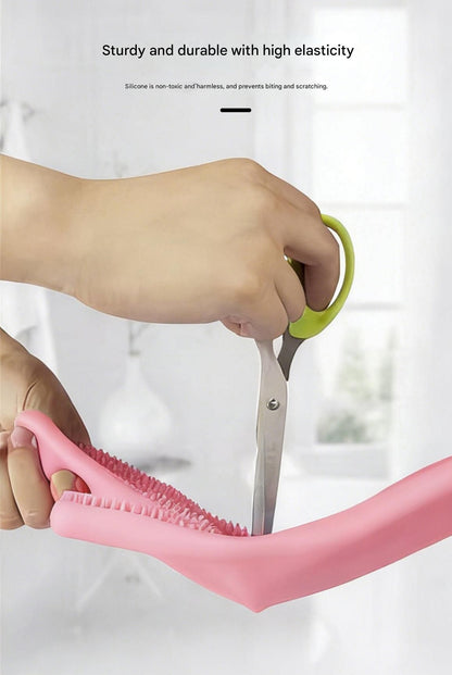 Green Silicone Pet Bathing Gloves - Pink Double-Sided Design for Cats and Dogs - Gentle Massage, Easy Lather, Durable and Waterproof, Ideal for Pet Grooming and Home Use