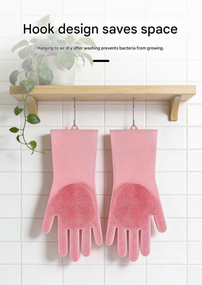 Green Silicone Pet Bathing Gloves - Pink Double-Sided Design for Cats and Dogs - Gentle Massage, Easy Lather, Durable and Waterproof, Ideal for Pet Grooming and Home Use