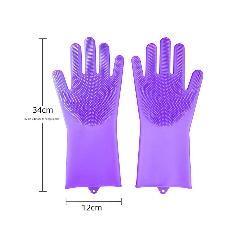Purple Silicone Pet Bathing Gloves - Pink Double-Sided Design for Cats and Dogs - Gentle Massage, Easy Lather, Durable and Waterproof, Ideal for Pet Grooming and Home Use