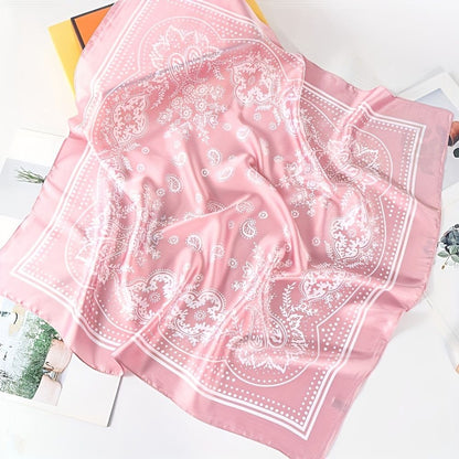 Black and white Women's 70cm Square Scarf - Bohemian Paisley & Vintage Print Collection - Lightweight Satin Feel, Versatile Neck Tie, Head Wrap, Bag Accent, Everyday Elegance, Gift Ready
