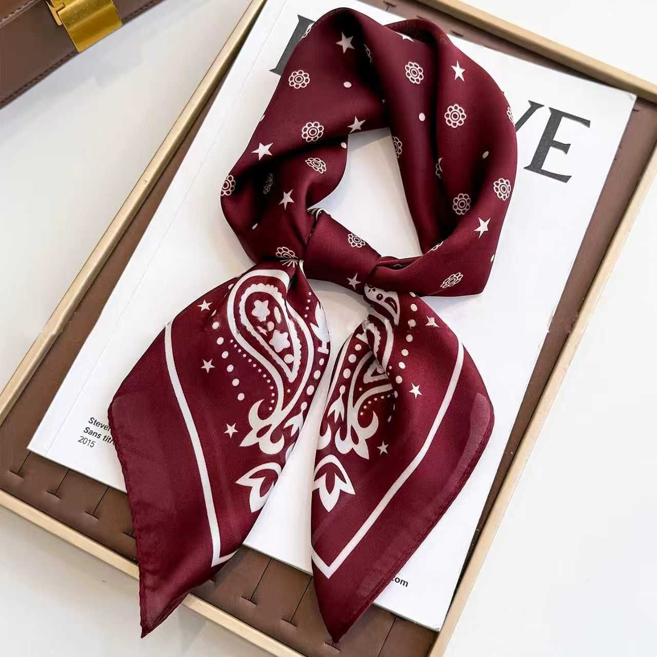 Black Women's 70cm Square Scarf - Bohemian Paisley & Vintage Print Collection - Lightweight Satin Feel, Versatile Neck Tie, Head Wrap, Bag Accent, Everyday Elegance, Gift Ready
