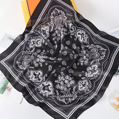 Bohemian Yellow Women's 70cm Square Scarf - Bohemian Paisley & Vintage Print Collection - Lightweight Satin Feel, Versatile Neck Tie, Head Wrap, Bag Accent, Everyday Elegance, Gift Ready