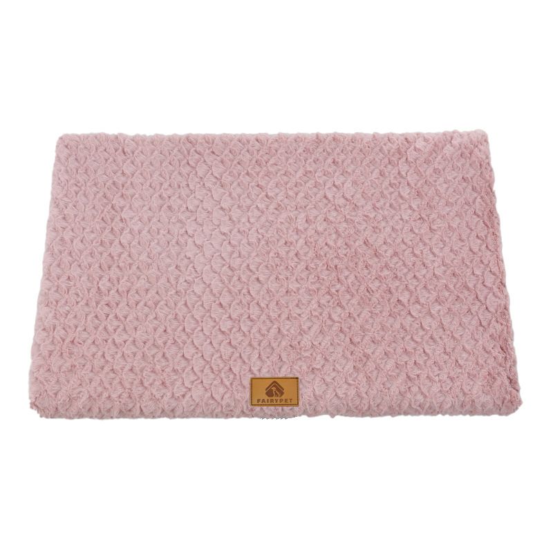 Pink XXL size Pet Dog Bed Mat - Plush Short Fur Cover with Wave Foam Padding - Washable Removable Cover, Non-Slip Base, Warm Winter Cushion for Dogs and Cats, Multiple Sizes