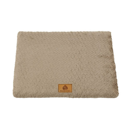 Coffee S size Pet Dog Bed Mat - Plush Short Fur Cover with Wave Foam Padding - Washable Removable Cover, Non-Slip Base, Warm Winter Cushion for Dogs and Cats, Multiple Sizes
