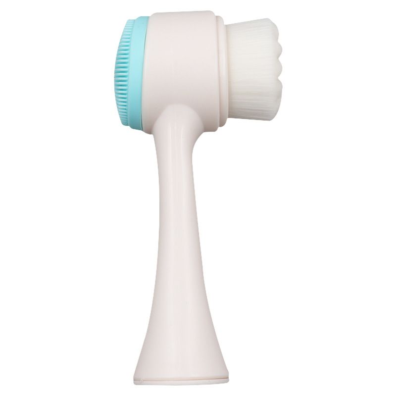 Blue 3D Dual-Sided Facial Cleansing Brush - Silicone and Soft Bristle - Manual Face Scrubber for Deep Pore Cleaning, Exfoliation, and Makeup Removal, Gentle Skin Care Tool for Daily Use
