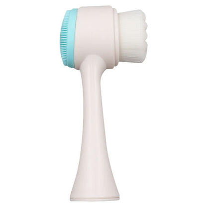 Blue 3D Dual-Sided Facial Cleansing Brush - Silicone and Soft Bristle - Manual Face Scrubber for Deep Pore Cleaning, Exfoliation, and Makeup Removal, Gentle Skin Care Tool for Daily Use