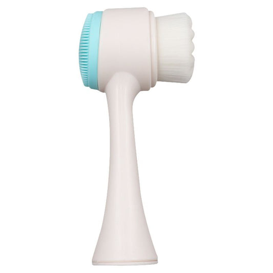Blue 3D Dual-Sided Facial Cleansing Brush - Silicone and Soft Bristle - Manual Face Scrubber for Deep Pore Cleaning, Exfoliation, and Makeup Removal, Gentle Skin Care Tool for Daily Use
