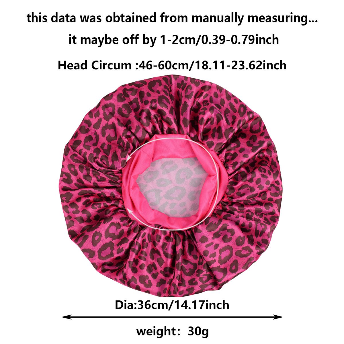 Virgo -Rose Red Leopard Print Satin Sleep Bonnet -  Large Size Hair Protection Cap with Elastic Band, Soft Lined for Curly Hair, Night Wear and Spa Use