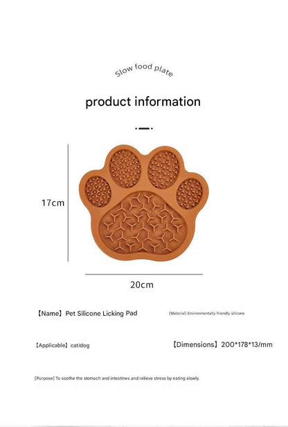 Light Yellow Silicone Slow Feeder Lick Mat for Dogs and Cats - Paw Shaped Non Slip Pet Bowl with Suction Cups - BPA Free, Dishwasher Safe, Freezer Safe, Anxiety Relief, Easy Clean, 20x17cm - Pink, Brown, Yellow