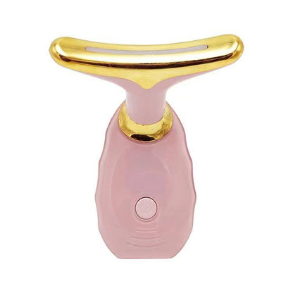Pink Neck and Face Massager - 3 Colour Light Therapy, EMS Microcurrent, Vibration & Heat - Rechargeable Anti-Ageing Device for Wrinkles, Neck Lines, Jawline & Skin Tightening - Portable Home Beauty Tool
