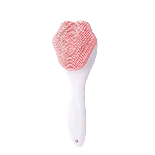 Pink Silicone Cat Paw Face Brush - Long Handle Manual Facial Cleanser for Deep Pore Cleaning, Exfoliating & Massaging - Soft Bristles for Blackhead Removal, Gentle on Skin, Travel Friendly