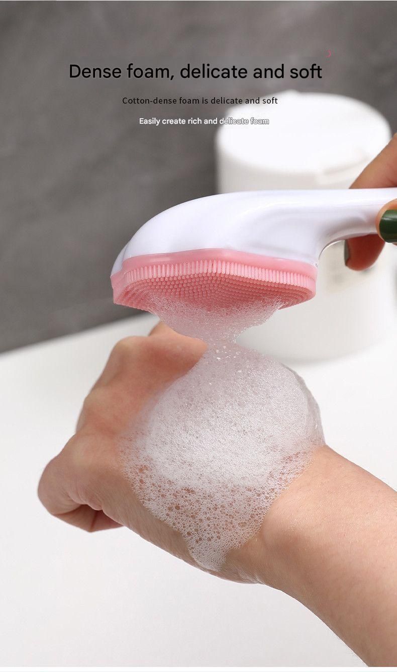 Pink Silicone Cat Paw Face Brush - Long Handle Manual Facial Cleanser for Deep Pore Cleaning, Exfoliating & Massaging - Soft Bristles for Blackhead Removal, Gentle on Skin, Travel Friendly