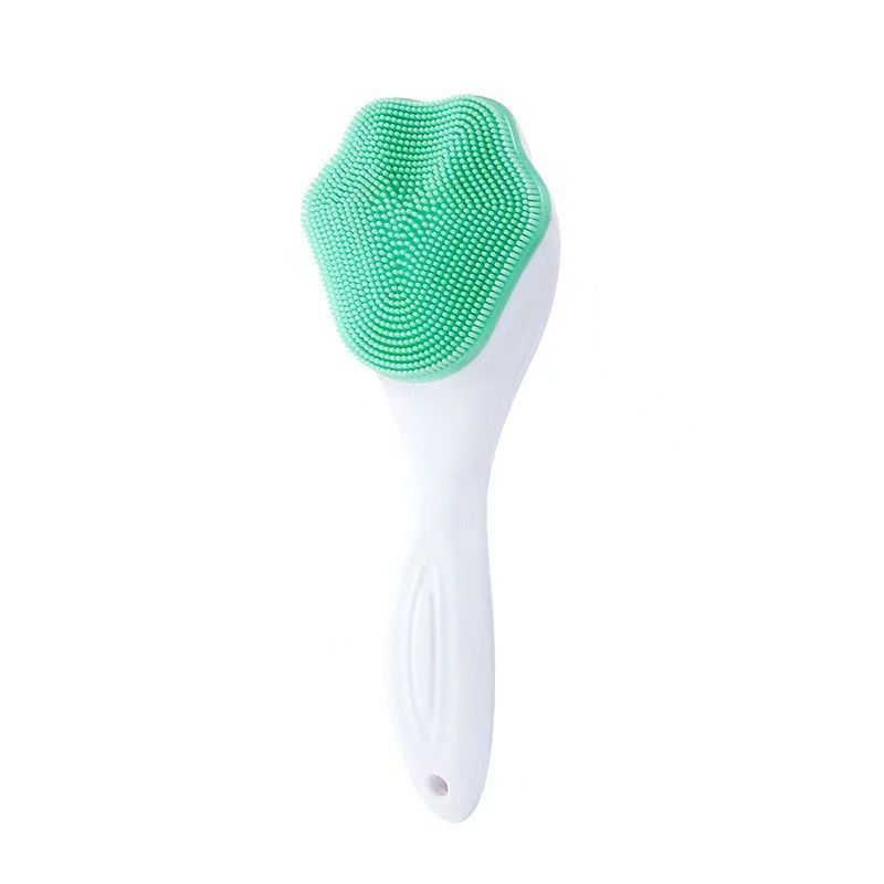 Green Silicone Cat Paw Face Brush - Long Handle Manual Facial Cleanser for Deep Pore Cleaning, Exfoliating & Massaging - Soft Bristles for Blackhead Removal, Gentle on Skin, Travel Friendly