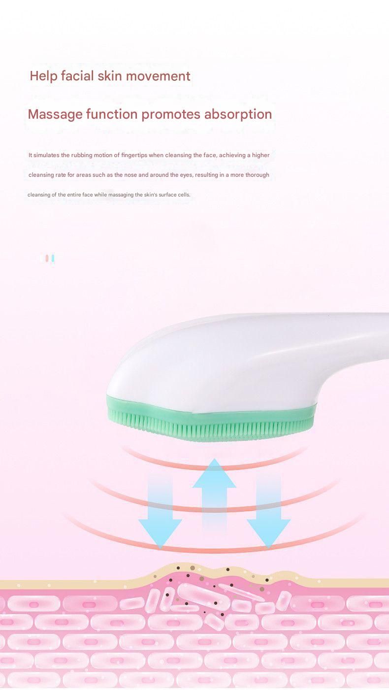 Green Silicone Cat Paw Face Brush - Long Handle Manual Facial Cleanser for Deep Pore Cleaning, Exfoliating & Massaging - Soft Bristles for Blackhead Removal, Gentle on Skin, Travel Friendly