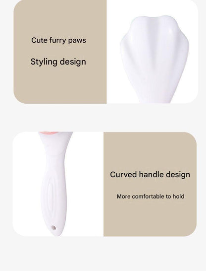 Blue Silicone Cat Paw Face Brush - Long Handle Manual Facial Cleanser for Deep Pore Cleaning, Exfoliating & Massaging - Soft Bristles for Blackhead Removal, Gentle on Skin, Travel Friendly