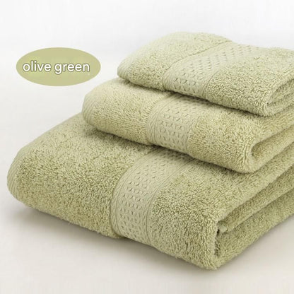 3-Piece Olive Green Towel Set - Soft Absorbent Bath, Hand & Face Towels with Jacquard Weave, Gift Set for Home, Hotel, or Gifting - Durable, Low-Lint, Machine Washable