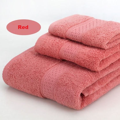 3-Piece Red Towel Set - Soft Absorbent Bath, Hand & Face Towels with Jacquard Weave, Gift Set for Home, Hotel, or Gifting - Durable, Low-Lint, Machine Washable