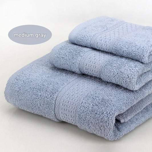3-Piece Medium Gray Towel Set - Soft Absorbent Bath, Hand & Face Towels with Jacquard Weave, Gift Set for Home, Hotel, or Gifting - Durable, Low-Lint, Machine Washable