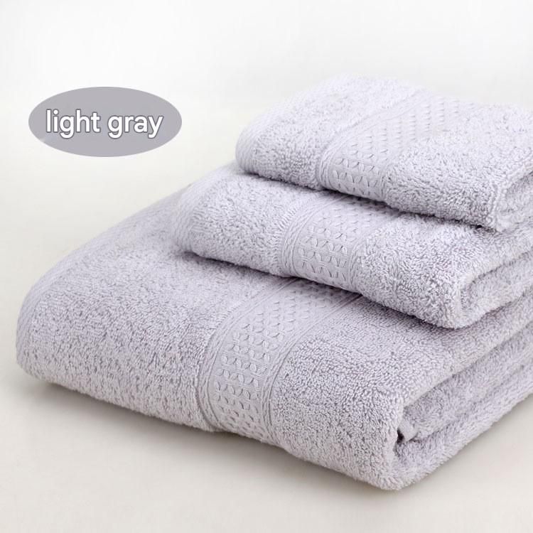 3-Piece Light gray Towel Set - Soft Absorbent Bath, Hand & Face Towels with Jacquard Weave, Gift Set for Home, Hotel, or Gifting - Durable, Low-Lint, Machine Washable