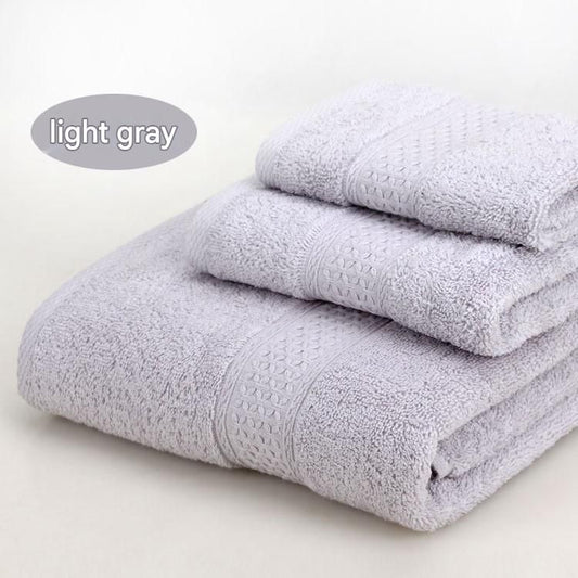 3-Piece Light gray Towel Set - Soft Absorbent Bath, Hand & Face Towels with Jacquard Weave, Gift Set for Home, Hotel, or Gifting - Durable, Low-Lint, Machine Washable