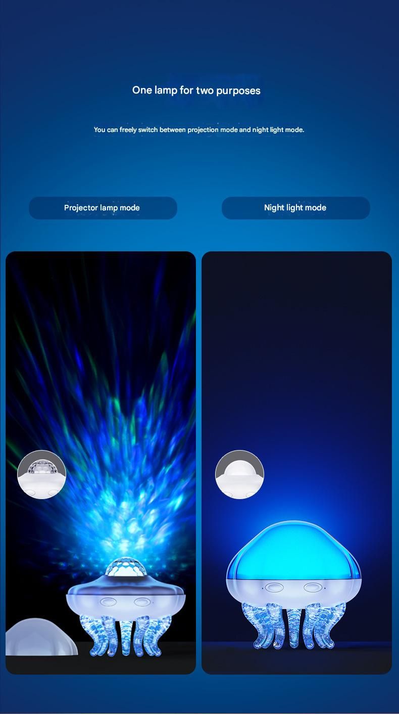 Jellyfish Ocean Wave Projector Night Light - USB Powered with Remote Control, 2 Timer Settings, Dual Mode Projection and Night Light, Romantic Bedroom Decor, Kids Gift