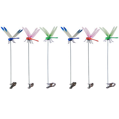 6-piece Blue and Red and Green 3D Dragonfly Clip  - Adjustable Wings, Multi-Colour PVC Garden Decor for Outdoor Camping, Fishing & Home Use