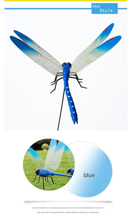 6-piece Blue and Red and Green 3D Dragonfly Clip  - Adjustable Wings, Multi-Colour PVC Garden Decor for Outdoor Camping, Fishing & Home Use