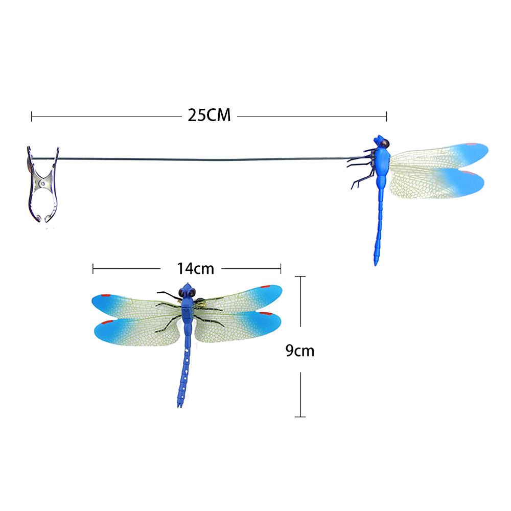 6-piece Blue and Red and Green 3D Dragonfly Clip  - Adjustable Wings, Multi-Colour PVC Garden Decor for Outdoor Camping, Fishing & Home Use