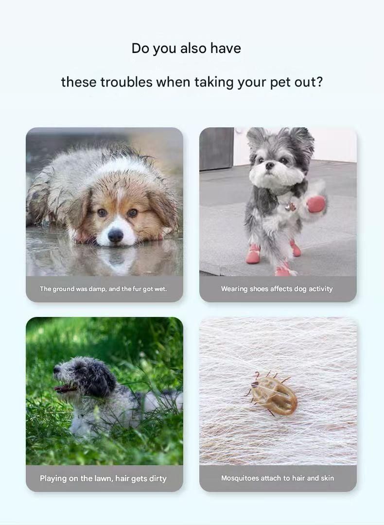 Grey S size Pet Waterproof Full-Body Dust-Proof Pants with Belly Coverage - Adjustable Straps, 4-Leg Protection for Small Dogs, Easy Clean Outdoor Wear