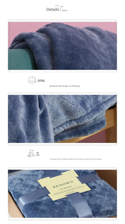 Grey 150*200cm Flannel Fleece Blanket - Quilted Diamond Pattern, Soft & Warm Polyester Throw for Office Nap, Sofa, Travel & Bed Use