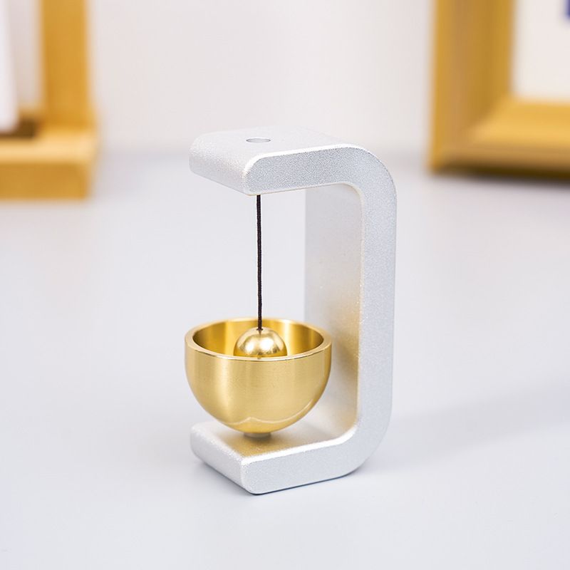 White Magnetic Door Bell Chime - Dopamine Style Brass Bell with Alloy Frame - No Drill Entry Door Chime for Home, Office, Fridge - Modern Japanese Design, Crisp Sound, Easy Install