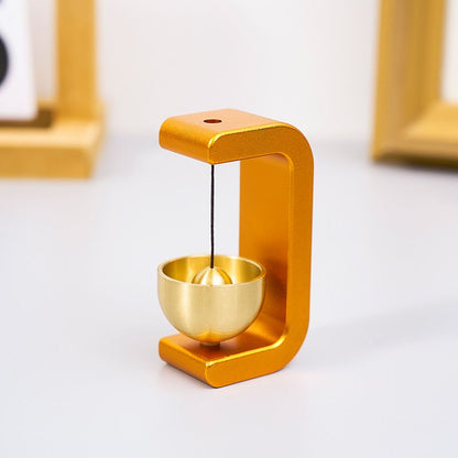 Orange Magnetic Door Bell Chime - Dopamine Style Brass Bell with Alloy Frame - No Drill Entry Door Chime for Home, Office, Fridge - Modern Japanese Design, Crisp Sound, Easy Install