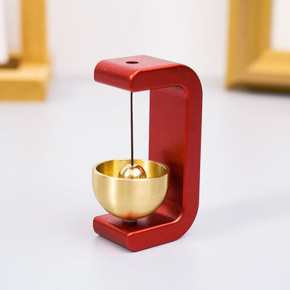 Red Magnetic Door Bell Chime - Dopamine Style Brass Bell with Alloy Frame - No Drill Entry Door Chime for Home, Office, Fridge - Modern Japanese Design, Crisp Sound, Easy Install