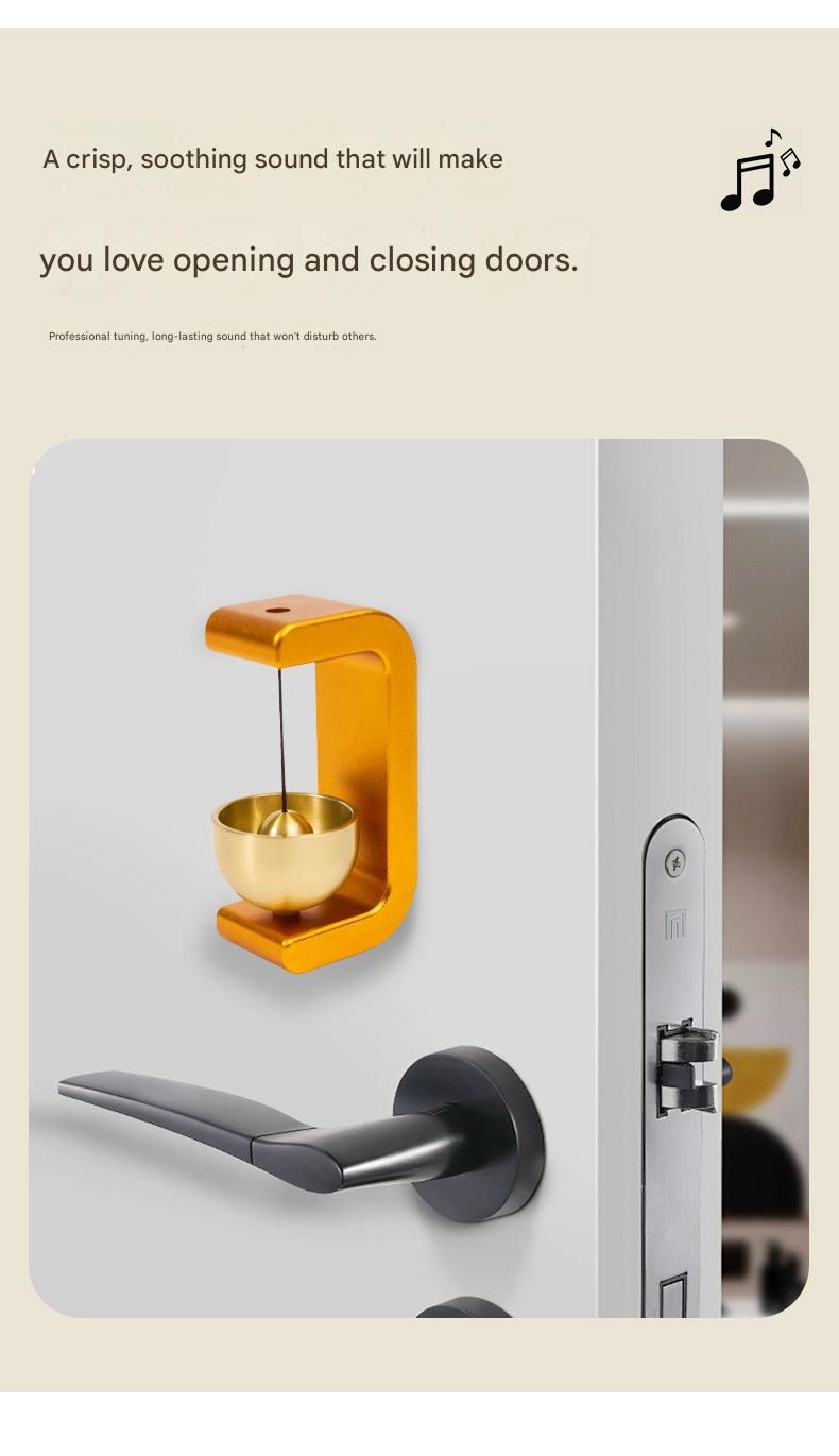 Red Magnetic Door Bell Chime - Dopamine Style Brass Bell with Alloy Frame - No Drill Entry Door Chime for Home, Office, Fridge - Modern Japanese Design, Crisp Sound, Easy Install
