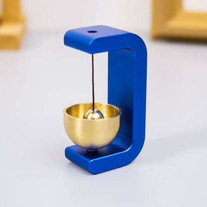 Blue Magnetic Door Bell Chime - Dopamine Style Brass Bell with Alloy Frame - No Drill Entry Door Chime for Home, Office, Fridge - Modern Japanese Design, Crisp Sound, Easy Install