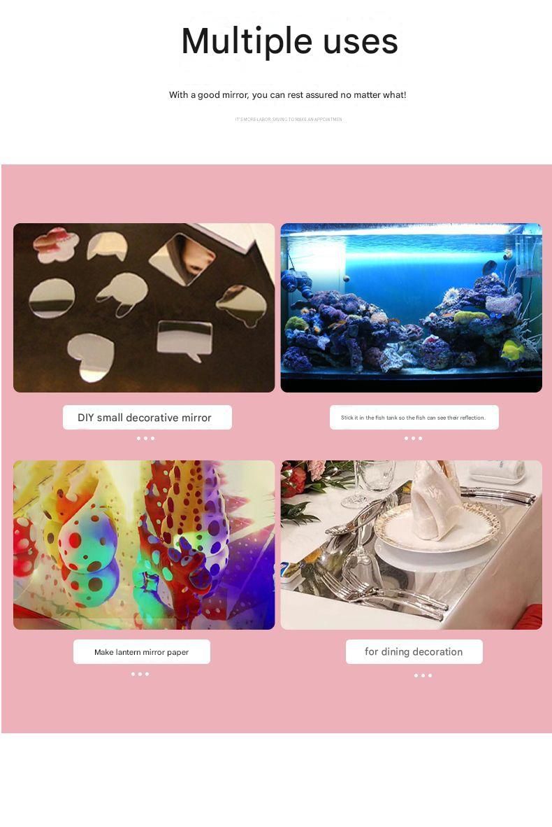40*200cm Self-Adhesive PET Mirror Sticker - Unbreakable Soft Glass Mirror Filmï¼ŒSafety Soft Mirror - Cut-to-Size, High-Reflective Wall Decal for Bedroom, Wardrobe, Bathroom - Easy Peel-and-Stick Installation, No Drill Damage Space-Saving Design