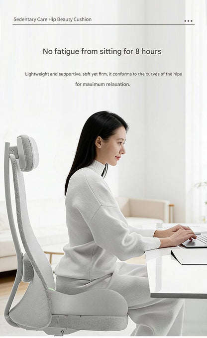 2-piece Off-White Ergonomic Memory Foam Seat Cushion with Lumbar Support - Breathable Contoured Design for Office, Car, and Home Use - Relieves Tailbone Pressure, Improves Posture, and Enhances Comfort for Prolonged Sitting