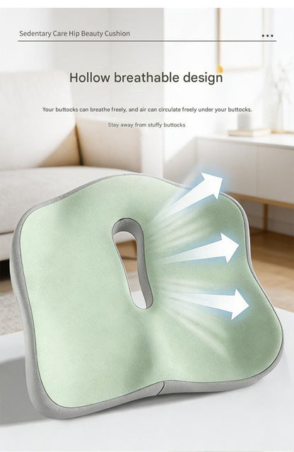 2-piece Grey Ergonomic Memory Foam Seat Cushion with Lumbar Support - Breathable Contoured Design for Office, Car, and Home Use - Relieves Tailbone Pressure, Improves Posture, and Enhances Comfort for Prolonged Sitting
