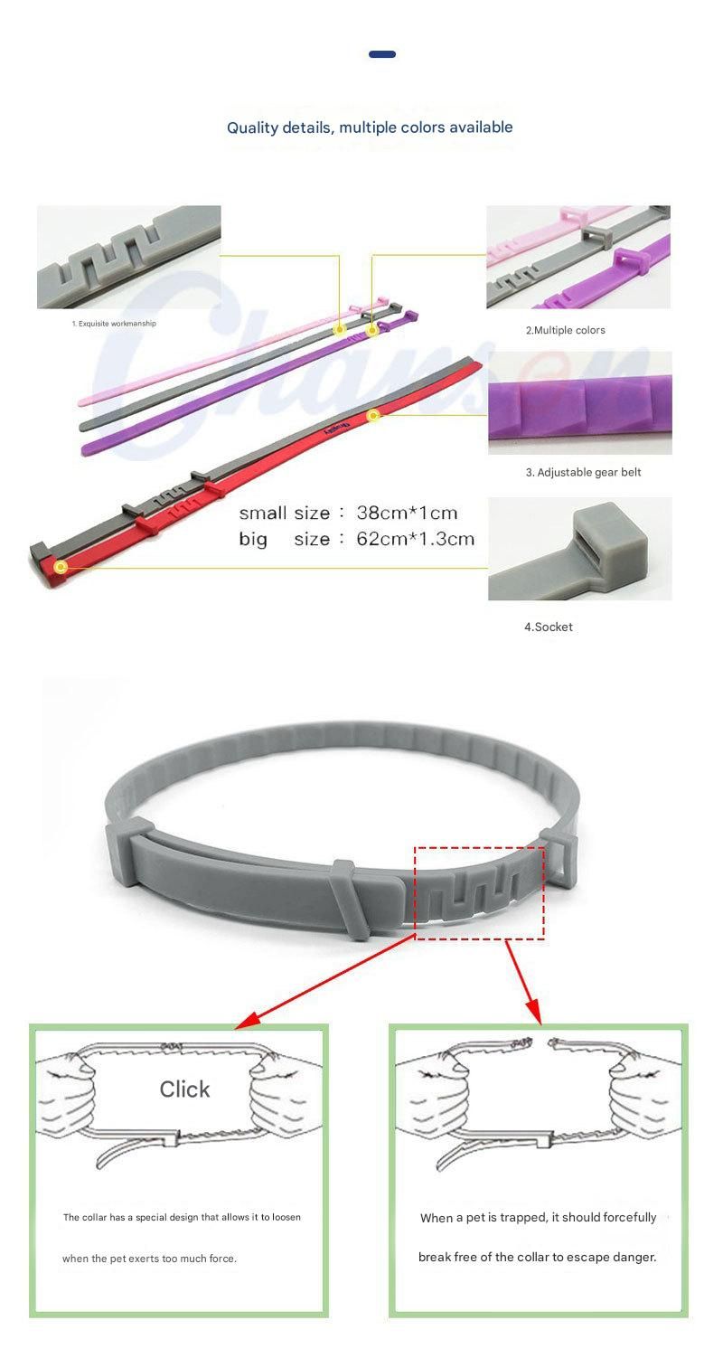 Grey 38cm Adjustable Flea and Tick Collar for Dogs and Cats - 8 Month Protection, Waterproof TPR Design with Safety Release - Repels Fleas, Ticks, and Mosquitoes for Small to Large Pets