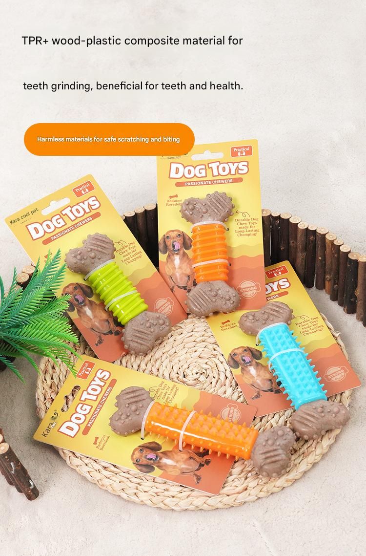 Orange Polka Dot Pattern Durable Dog Chew Toy - TPR Plastic Composite Bone for Small to Medium Dogs - Teeth Cleaning, Boredom Buster, Non-Toxic & Bite-Resistant Design for Puppies and Adult Dogs