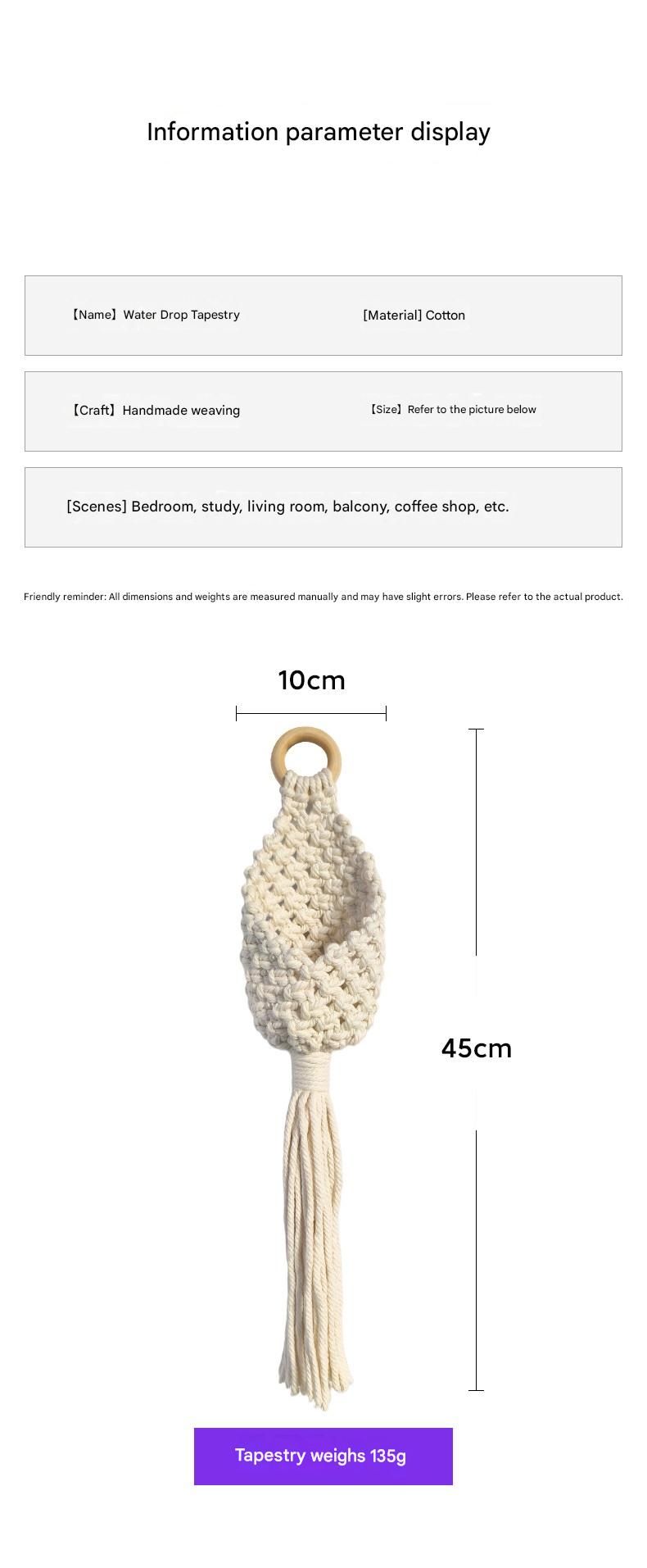 White Macrame Hanging Plant Holder - Cotton Rope Wall Basket, Bohemian Style Decor for Indoor Plants - Space Saving & Multi Scene Use