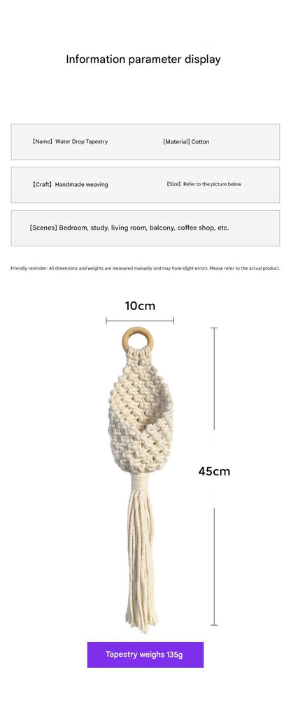 2-piece White Macrame Hanging Plant Holder - Cotton Rope Wall Basket, Bohemian Style Decor for Indoor Plants - Space Saving & Multi Scene Use