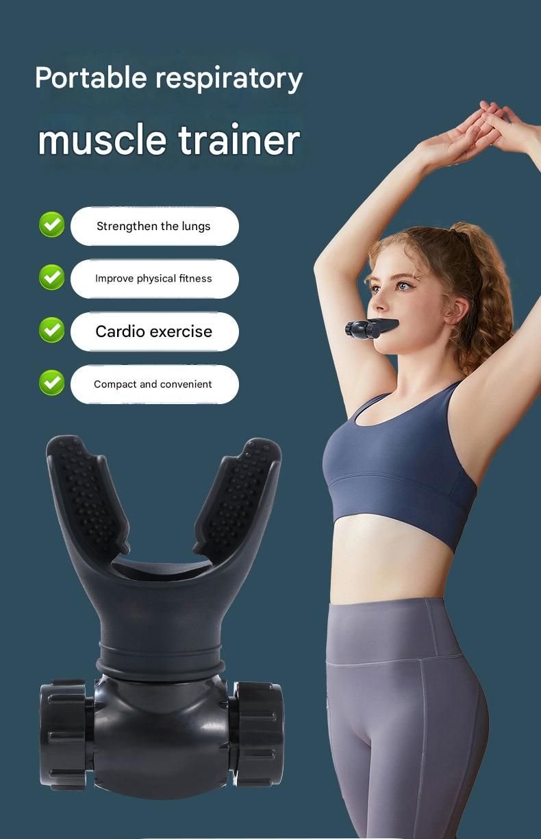 Black Portable Breathing Resistance Trainer - Medical-Grade Silicone & ABS, Adjustable Dual-Channel Respiratory Exercise Device- For Lung Capacity, Diaphragm Strength & Endurance Training