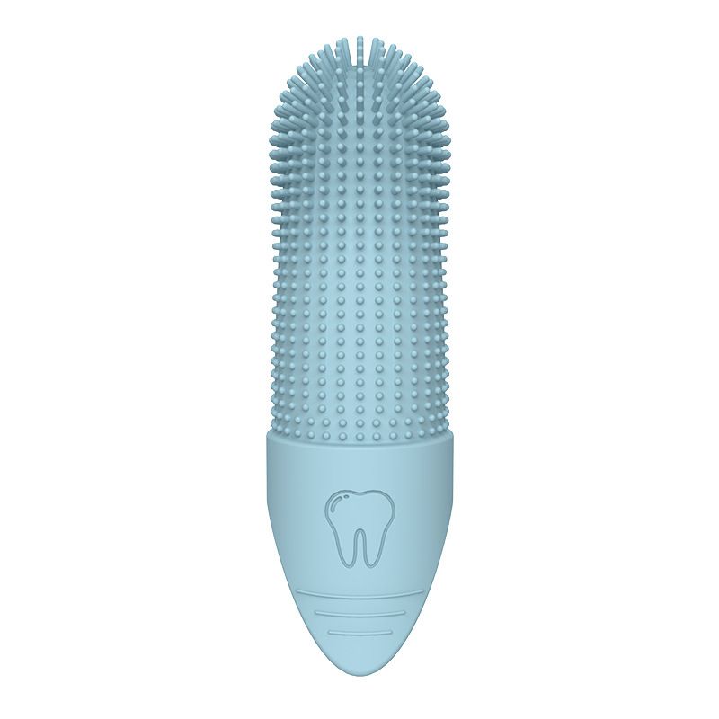 Blue Silicone Pet Finger Toothbrush for Cats and Dogs - Soft Dental Care Brush for Teeth Cleaning, Plaque Removal, and Oral Hygiene - Ideal for Small, Medium, and Large Breeds