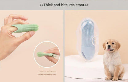 Blue Silicone Pet Finger Toothbrush for Cats and Dogs - Soft Dental Care Brush for Teeth Cleaning, Plaque Removal, and Oral Hygiene - Ideal for Small, Medium, and Large Breeds