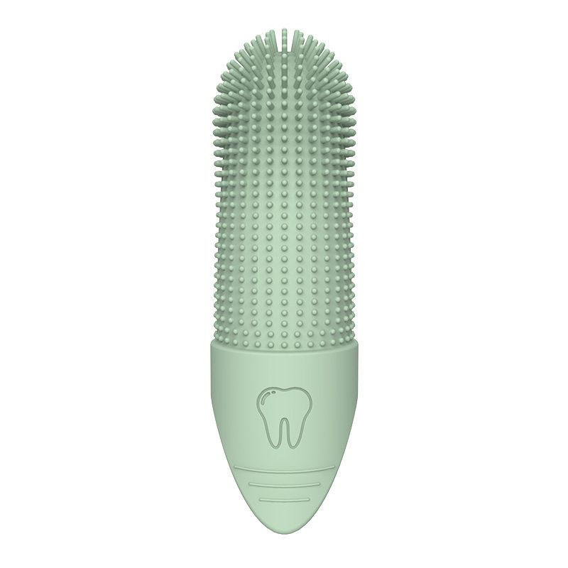 Green Silicone Pet Finger Toothbrush for Cats and Dogs - Soft Dental Care Brush for Teeth Cleaning, Plaque Removal, and Oral Hygiene - Ideal for Small, Medium, and Large Breeds