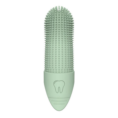 Green Silicone Pet Finger Toothbrush for Cats and Dogs - Soft Dental Care Brush for Teeth Cleaning, Plaque Removal, and Oral Hygiene - Ideal for Small, Medium, and Large Breeds