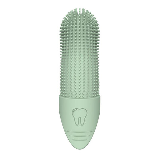 Green Silicone Pet Finger Toothbrush for Cats and Dogs - Soft Dental Care Brush for Teeth Cleaning, Plaque Removal, and Oral Hygiene - Ideal for Small, Medium, and Large Breeds