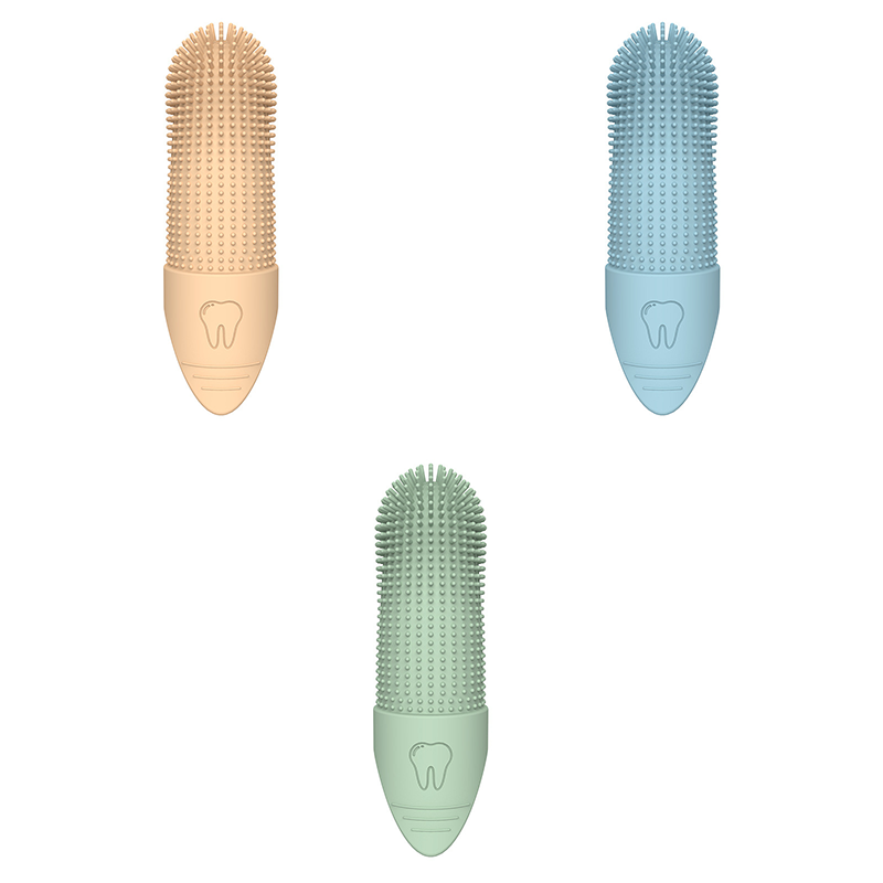 3-piece Blue and Green and Yellow Silicone Pet Finger Toothbrush for Cats and Dogs - Soft Dental Care Brush for Teeth Cleaning, Plaque Removal, and Oral Hygiene - Ideal for Small, Medium, and Large Breeds