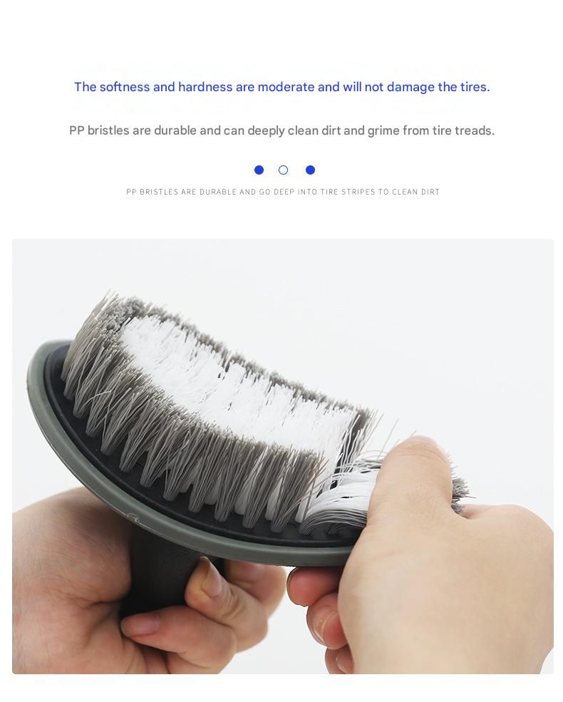 3-piece Car Tyre and Wheel Rim Cleaning Brush - Heavy Duty PP Bristles, Ergonomic L-Shaped Handle, Durable PVC/TPR Construction - Essential Auto Detailing Tool for Deep Cleaning Tyres and Alloy Rims